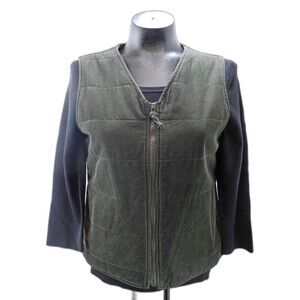 Eddie Bauer Olive Green Corduroy Collins Bay Vest - Zip Front - Women's Size XS